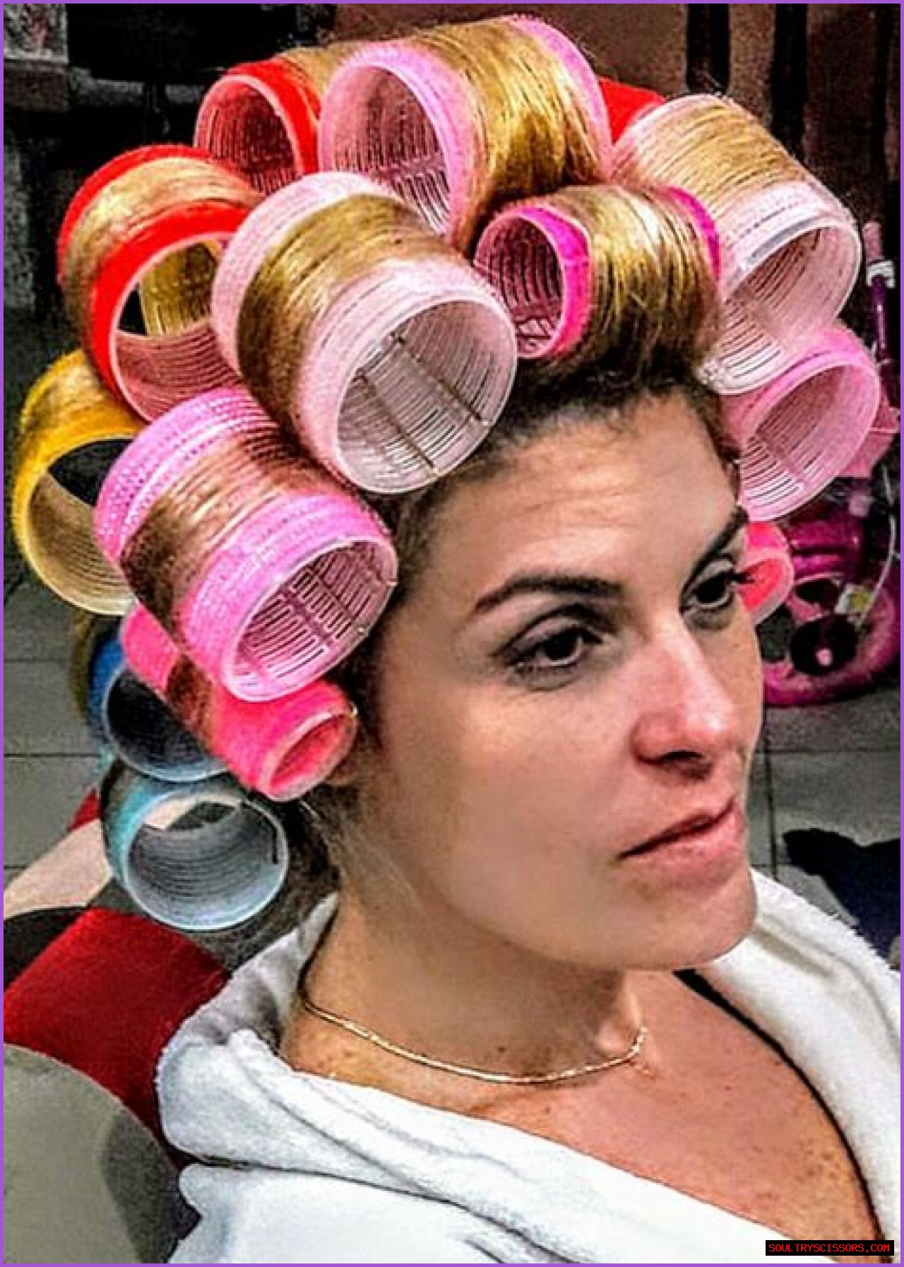 Tightly rolled hairstyle