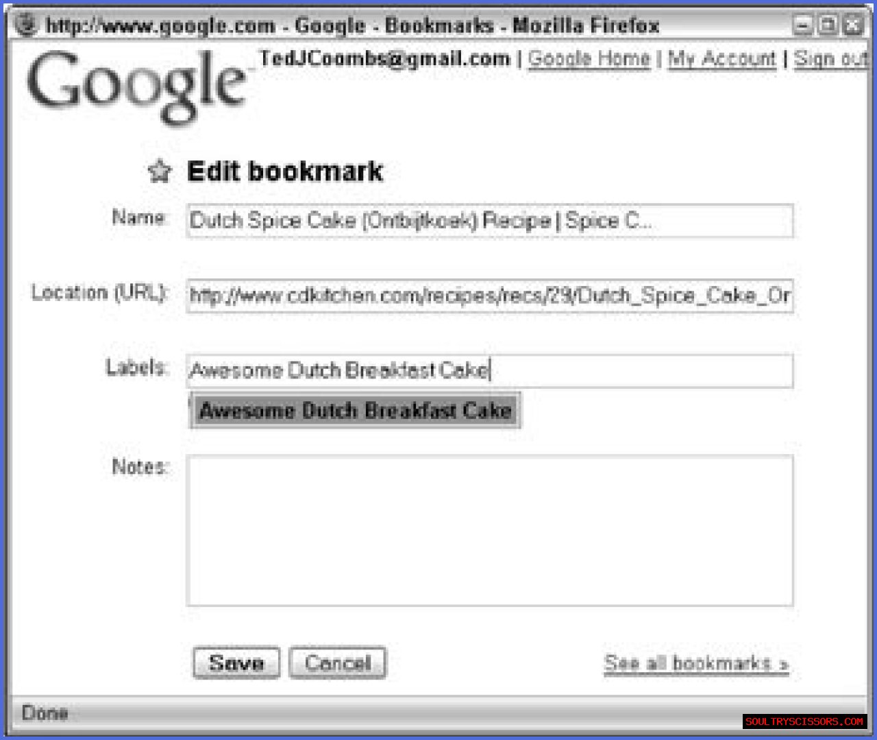 Web destination that can be bookmarked